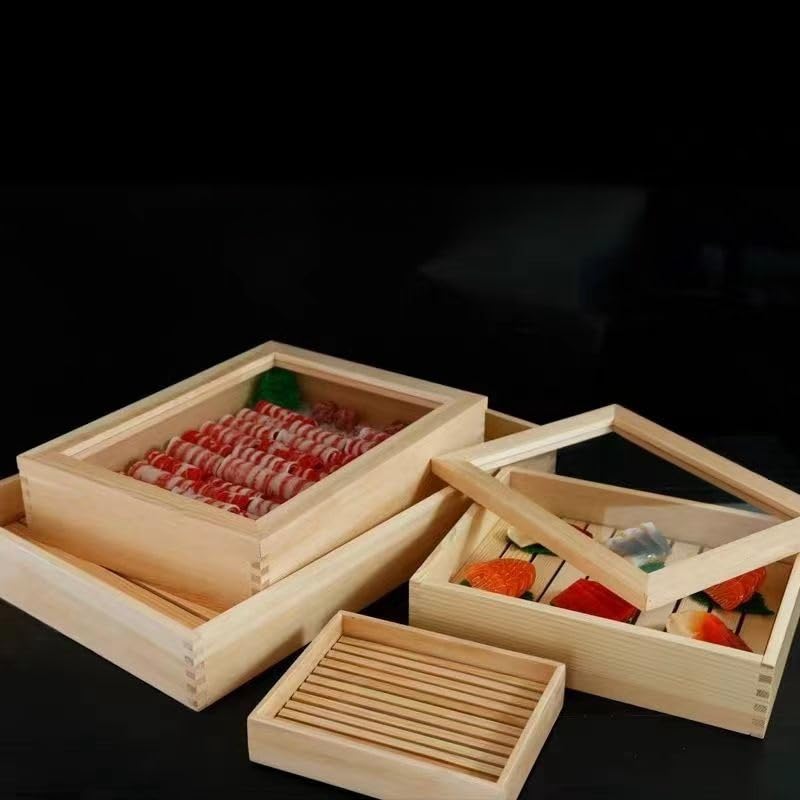 Amazon.co.jp: GriMei 寿司 ネタ箱 木製 刺身 寿司ネタ入れ 保存容器